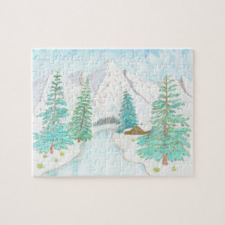 Winter en altijdgroene glanzende poster legpuzzel