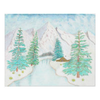 Winter en Groene Bomen Glanzende Poster