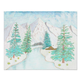 Winter en Groene Bomen Glanzende Poster Perfect Poster
