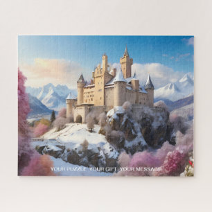 Winter Enchantment: kasteel in de besneeuwde toppe Legpuzzel