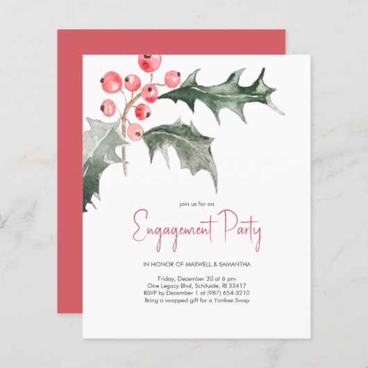 Winter Engagement Party Budget Invitations (Voorkant / Achterkant)
