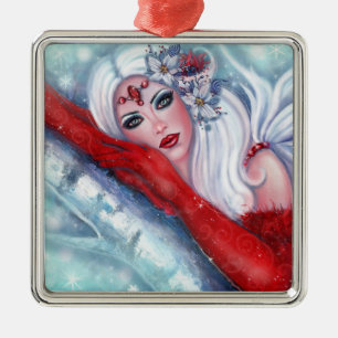 Winter engel kerstversiering metalen ornament