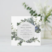 Winter Evergreen Blue Bridal Shower Kaart (Staand voorkant)