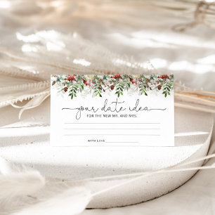 Winter evergreen Date night ideeën. Datum jar Informatiekaartje