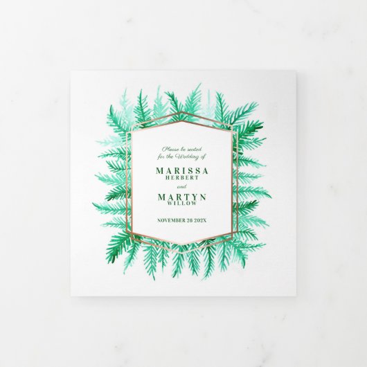 Winter evergreen dennenfoto winter bruiloft groen drieluik programma (Cover)