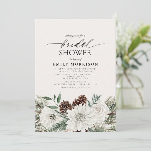 Winter Evergreen Elegant Vrijgezellenfeest Kaart (Staand voorkant)