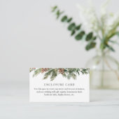 Winter Evergreen en Pinecone Custom Informatiekaartje (Staand voorkant)