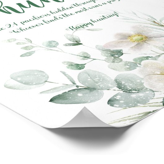 Winter evergreen Fopspeen jacht baby shower spel Poster (Hoek)