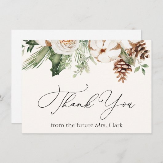 Winter Evergreen Greenery Dank je Kaart Notitiekaartje (Voorkant / Achterkant)