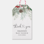 Winter Evergreen Pine Baby shower Cadeaulabel (Voorkant)