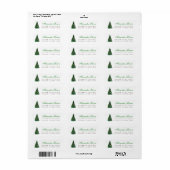 Winter Evergreen Pine Tree Green Elegant Script Etiket (Full Sheet)