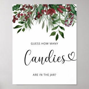 Winter evergreen Raad hoeveel snoepjes Poster