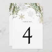 Winter Evergreen Snowflake Tafelnummer (Voorkant / Achterkant)
