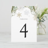 Winter Evergreen Snowflake Tafelnummer (Staand voorkant)