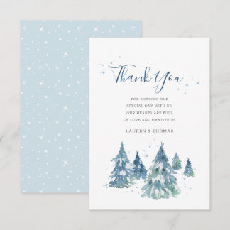Winter Evergreen Tree Waterverf Wedding Bedankkaart