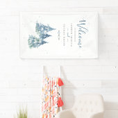 Winter Evergreen Tree Waterverf Wedding Spandoek (Insitu)