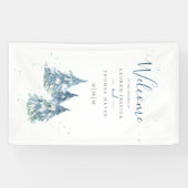 Winter Evergreen Tree Waterverf Wedding Spandoek (Horizontaal)