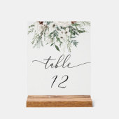Winter evergreen trouwtafel nummer acryl bord (Voorkant)