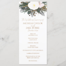 Winter Evergreen Wedding Ceremony Programme Programma