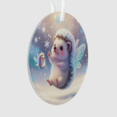 Winter Fairy Hedgehogs  – Cute Snowflake  Ornament (voorkant)