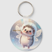 Winter Fairy Hedgehogs  – Cute Snowflake  Sleutelhanger (Achterkant)