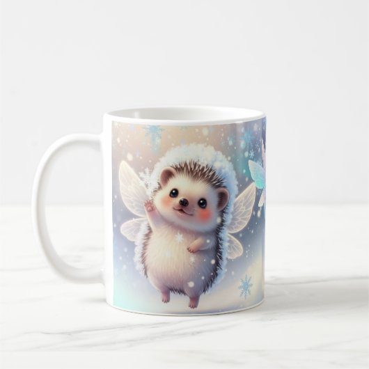 Winter Fairy Hedgehogs Mug – Cute Snowflake (Gauche)