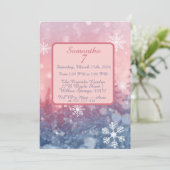 Winter Fairy Tale Invitation, Romantic Snowflake Kaart (Staand voorkant)