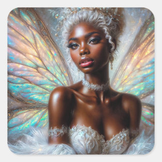 Winter Fairy With Dark Skin Vierkante Sticker