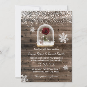 Winter Fairytale Beauty Roos Dome Wedding Kaart