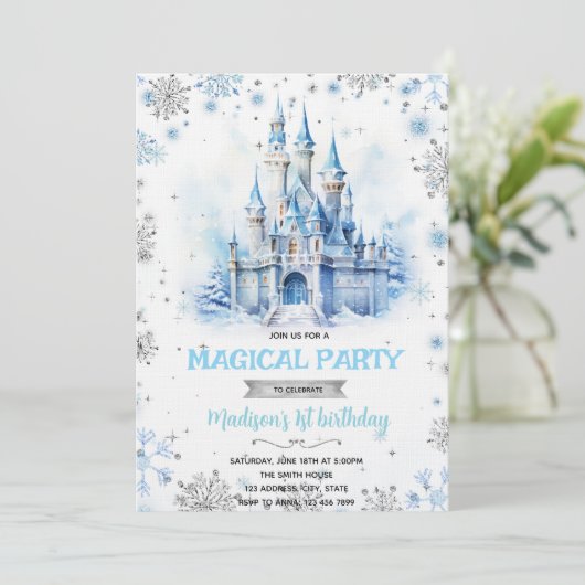 Winter Fairytale Castle party invitation (Debout devant)