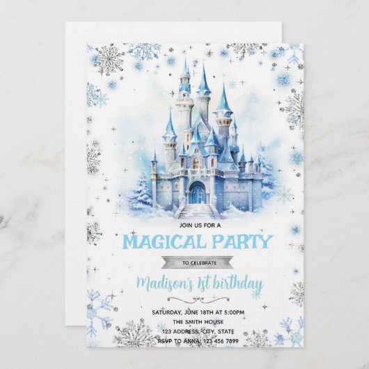 Winter Fairytale Castle party invitation (Devant / Derrière)
