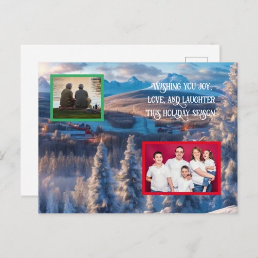Winter Familie vakantie Briefkaart - (Voorkant / Achterkant)