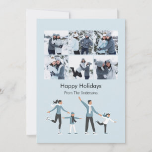 Winter Family Fun Kerstfeest 6 Foto Feestdagenkaart