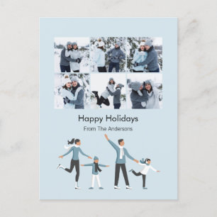 Winter Family Fun Kerstfeest 6 Foto Feestdagenkaart