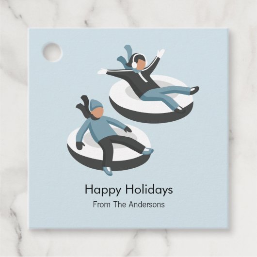 Winter Family Fun Kerstfeestdag Bedankjes Labels (Voorkant)