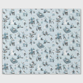 Winter Family Fun Kerstfeestdag Cadeaupapier (Vlak)