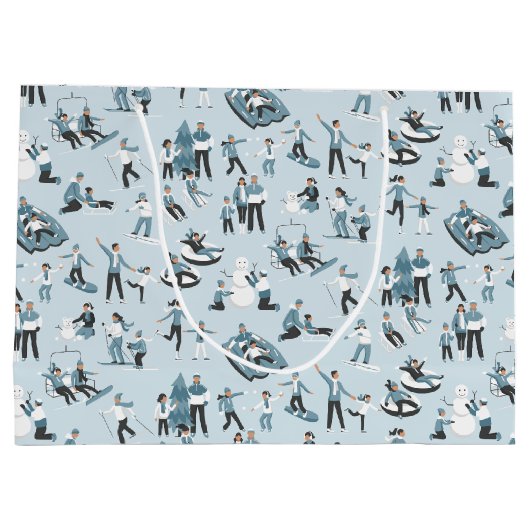 Winter Family Fun Kerstfeestdag Patten Groot Cadeauzakje (Achterkant)