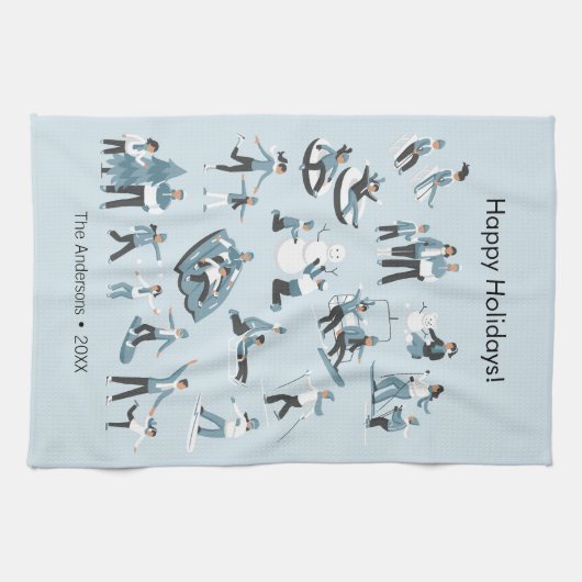 Winter Family Fun Kerstfeestdag Theedoek (Horizontaal)