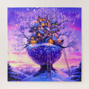 Winter Fantasie Besneeuwd Dorpslandschap Legpuzzel