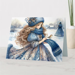Winter Fantasie Prinses in een Sneeuwachtig Sprook Kaart