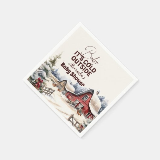 Winter Farm Animals Kerst Baby shower Servet (Hoek)