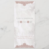 Winter Faux Roos Gold Snowflakes Wedding Menu (Achterkant)