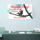 Winter Feestdagen Bird Snowy Branch Spandoek (Beurs)
