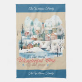 Winter Feestdagen Christmas Aangepaste naam Theedoek (Verticaal)