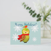 Winter Feestdagen Owl Briefkaart (Staand voorkant)