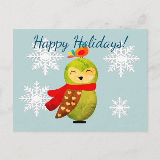 Winter Feestdagen Owl Briefkaart (Voorkant)