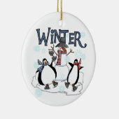 Winter Feestdagen Sneeuwman Pinguïns Schaatsen Keramisch Ornament (Rechts)