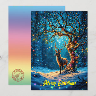 Winter feestelijke schattige herten Kerstbos Kaart