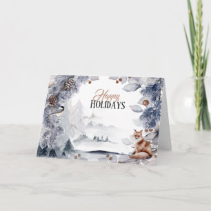 Winter feestelijke sneeuw rode vos landschap Kerst Kaart