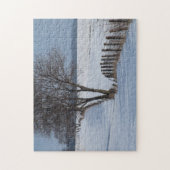 Winter Fence Row & Trees Scene Foto Legpuzzel (Verticaal)